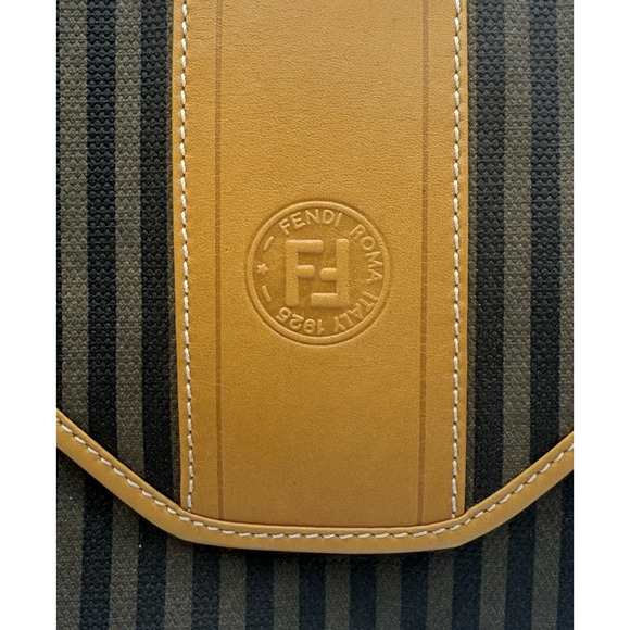 Vintage Fendi Selleria Striped Canvas & Leather Envelope Crossbody Bag Repair - Picture 3 of 16